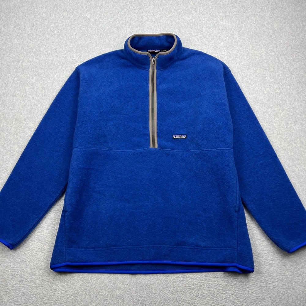 VTG Patagonia Synchilla Marsupial Pullover Mens XXL Blue 1/4 Zip Fleece 25735